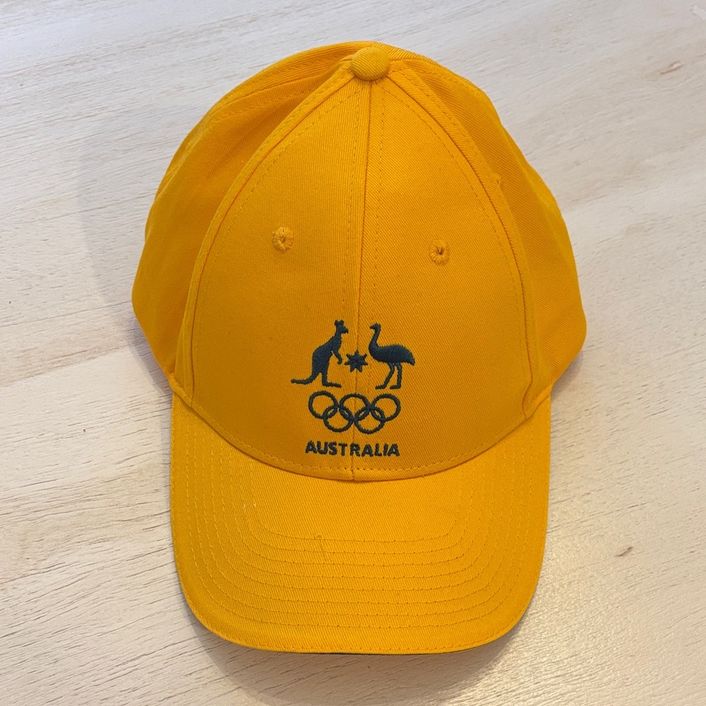 NWOT - Australia Olympics Yellow Cap with Embroidered Kangaroo Design
